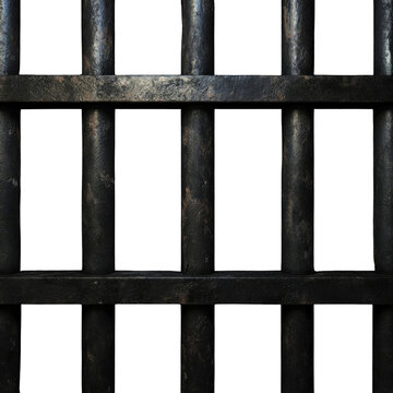 AI Image Dark metallic prison bars convey confinement and limitation with aged textures suggesting
