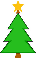 Minimalist Flat Design Christmas Tree Vector with Star Topper