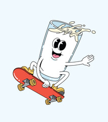 milk skateboard cartoon illustration