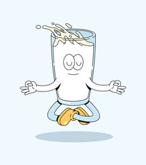 milk meditation cartoon illustration