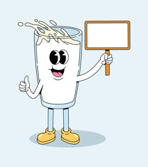 milk blank board groovy cartoon illustration