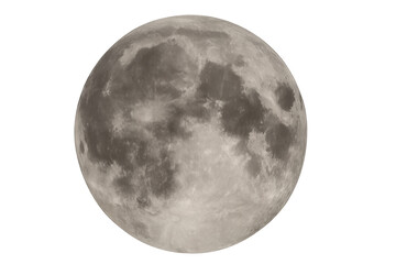 Naklejka premium Full moon surface with craters on transparent background