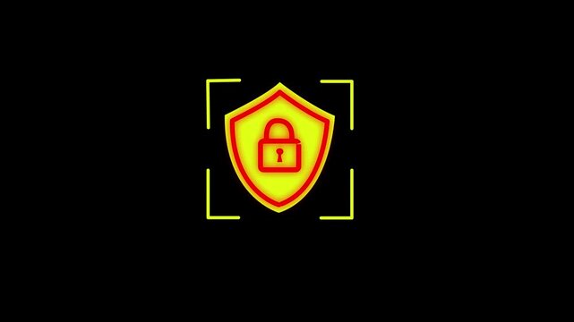 padlock shield animated icon protective shield lock guard barrier icon logo emblem black screen 4k