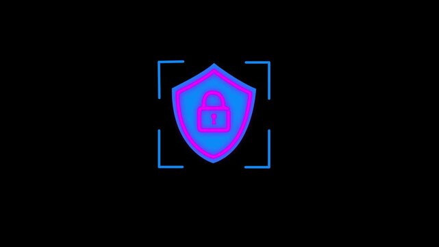 padlock shield animated icon protective shield lock guard barrier icon logo emblem black screen 4k