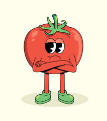 tomato crossed arms groovy cartoon illustration