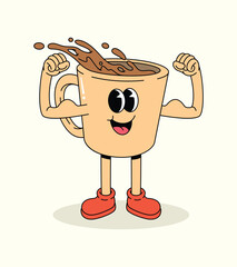 coffee strong groovy cartoon illustration