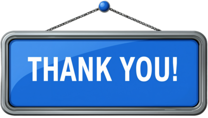 Blue Thank You Sign Hanging with Chains, Digital Illustration