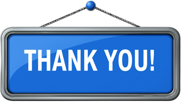 Blue Thank You Sign Hanging with Chains, Digital Illustration