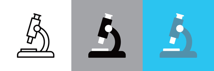 Naklejka na ściany i meble 顕微鏡のモノクロアイコンとカラーアイコンのセット