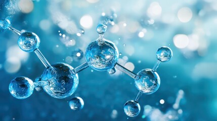 Molecular interaction of water science laboratory close-up photography scientific environment macro view chemistry concept