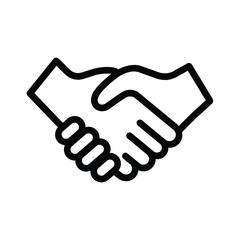 Handshake line icon, partnership and agreement symbol, simple outline style on white background