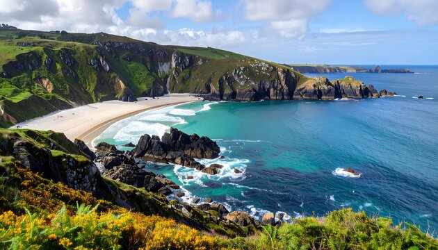 Scenic coastal view of a secluded beach