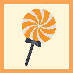 A swirl of orange and white candy — sweet on the outside, but with a wicked Halloween secret inside.