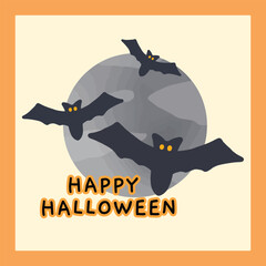 Three bats soar across a pale gray moon &mdash; the perfect omen for a haunting Halloween night.