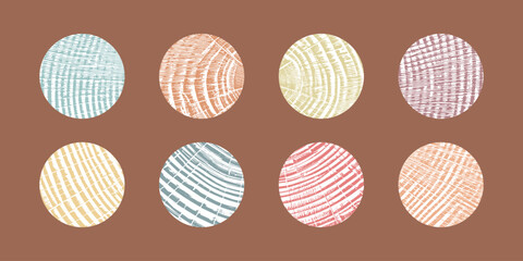 Wood tree pattern texture icon, trunk with annual circle line of age pictogram, set vector design