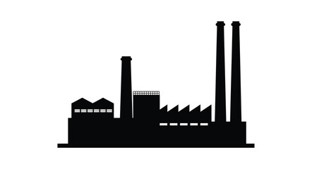 Obraz premium Industrial factory silhouette with smokestacks symbolizing manufacturing production and energy generation in the industrial sector