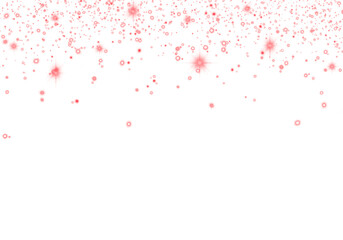 Abstract Red Glowing Sparkling Confetti Light Glitter Particle. Overlay. Frame. Border. on Transparent Background