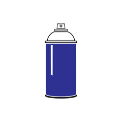A blue spray paint can with a white stripe vector design on transparent background