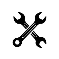 Crossed black wrenches simple design vector on transparent background