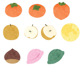 Chuseok, Korean thanks giving day items illustration, vector