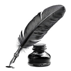Quill and Inkwell isolated on transparent background