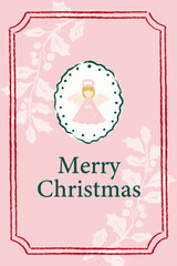 Vintage hand drawn christmas card design template with christmas angel.