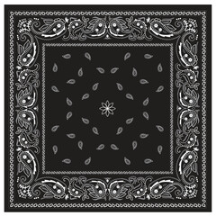 Bandana Paisley, Handkerchief Design Template Vintage Style Vector Background
