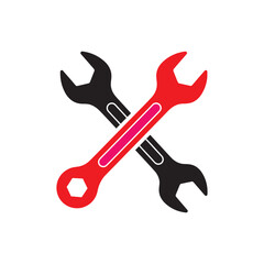 Crossed red and black wrenches vector design on transparent background