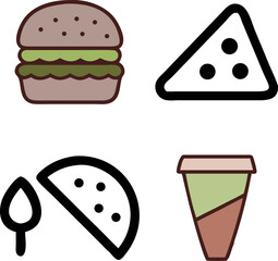 fast food icons set