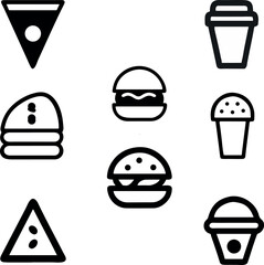 fast food icons set