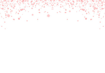 Abstract Red Glowing Sparkling Confetti Light Glitter Particle. Overlay. Frame. Border. on Transparent Background