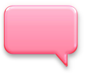 Cute 3D Pink Glossy Chat Bubble Icon for Testimonials