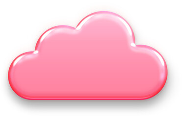 Cute 3D Pink Glossy Cloud Icon for Online Storage