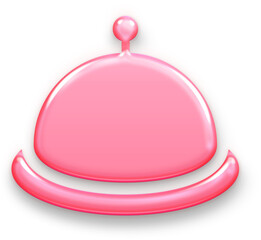 Cute 3D Pink Glossy Bell Icon for Salon Service