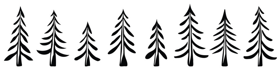 Obraz premium Stylized trees, isolated on white background, vector design