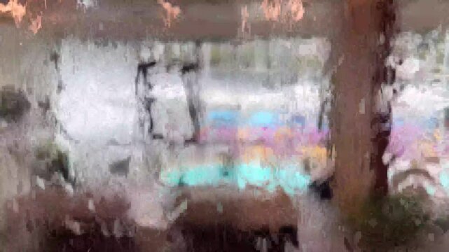 rainy day water drops falling on a wet glass windo