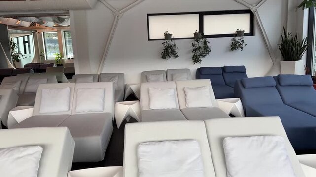 modern relaxation lounge on a floating spa boat
