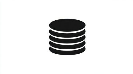 A minimalist coin icon clipart, finance element, simple flat design, monochrome black, isolated on white background.