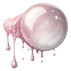Iridescent bubblegum blob with liquid drips and glossy sheen, perfect for playful designs