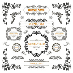 Vintage decorative frames and ornate labels 