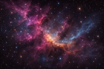 Vast cosmic nebula clouds with vivid ionized gases swirling across star filled space