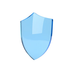 Luminous azure shield emblematic of security rendered against an uncluttered setting