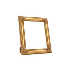 Ornate golden picture frame awaiting artwork presentation on a neutral space