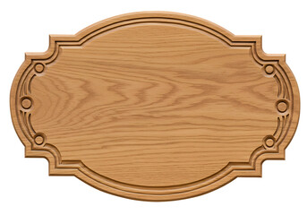 Ornate carved wooden plaque isolated on transparent background
