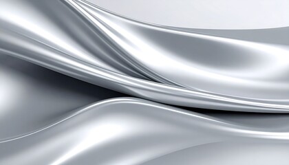 Obraz premium Silver-grey silk fabric with flowing lines and soft reflective light,