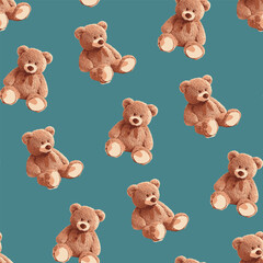 Seamless Cute teddy Bears Pattern 09 October 2025
