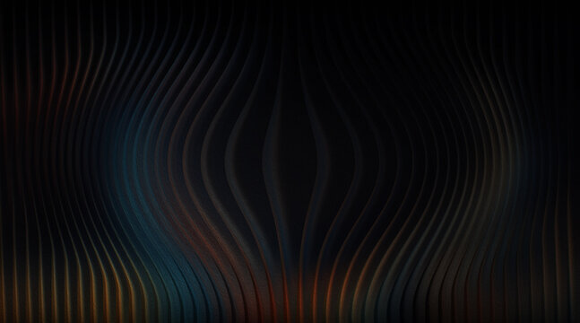 Curved Wooden Slats Wavy Pattern with Blue and Orange Hues for Abstract Background