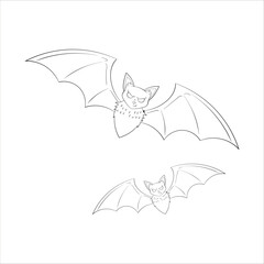 BAT HALLOWEEN LINEART ILLUSTRATION