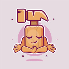 calm hammer character mascot with yoga meditation pose isolated cartoon 