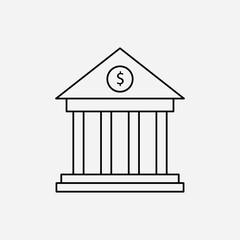Bank Building Icon, Financial Institution Vector, Outline Symbol on White Background ? Editable..eps